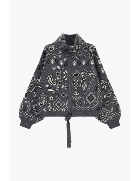 Cardigan zippé à motif paisley jacquard Dixie