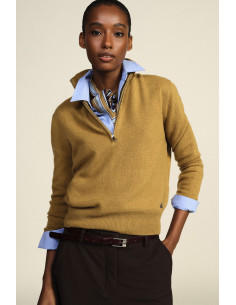 Maglione Girocollo Con Mezza Zip E Orlo A Coste Dixie
