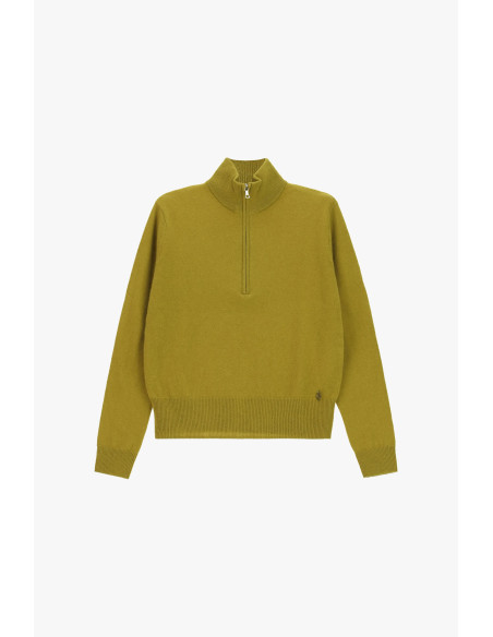 Maglione Girocollo Con Mezza Zip E Orlo A Coste Dixie