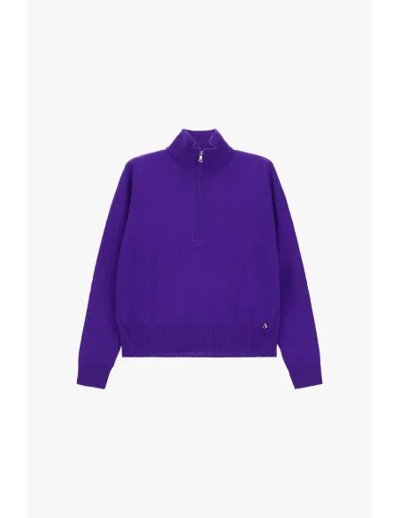 Pull à col rond avec demi-zip et ourlet côtelé Dixie