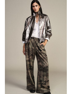 Pantalon palazzo à motif paisley, taille à cordon de serrage, modèl...