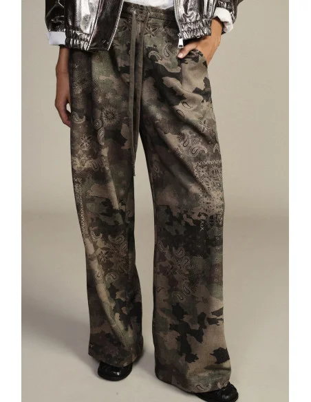 Pantaloni Palazzo Fantasia Paisley Vita Con Coulisse Dixie