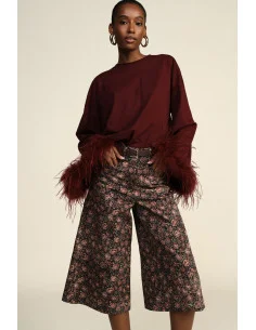 Pantalon palazzo à motif floral, taille haute Dixie