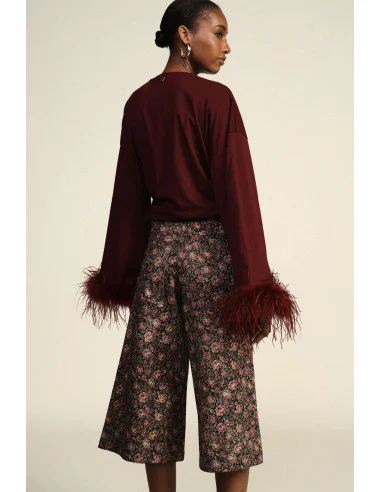Pantaloni Palazzo Fantasia Floreale Vita Alta Dixie