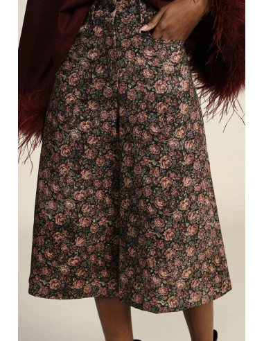 Pantalon palazzo à motif floral, taille haute Dixie