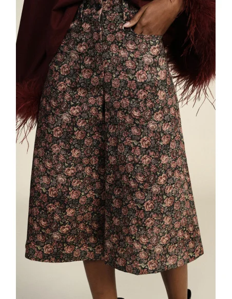 Pantaloni Palazzo Fantasia Floreale Vita Alta Dixie