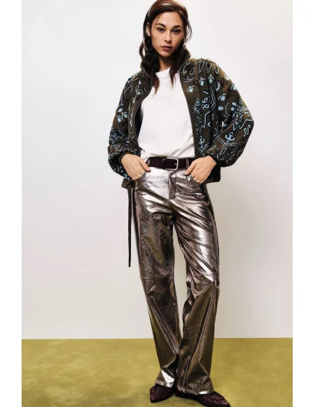 High-Waisted Shiny Palazzo Trousers Dixie