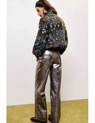 High-Waisted Shiny Palazzo Trousers Dixie