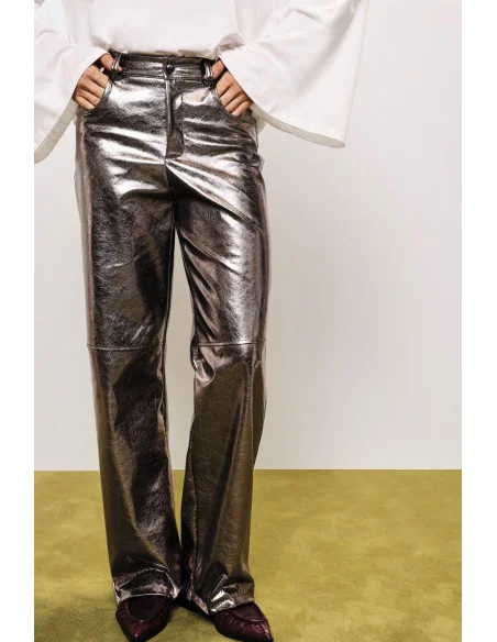 High-Waisted Shiny Palazzo Trousers Dixie