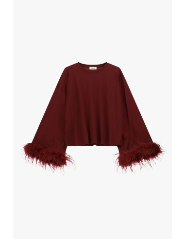 Maglia A Maniche Lunghe Con Polsini In Piume Dixie