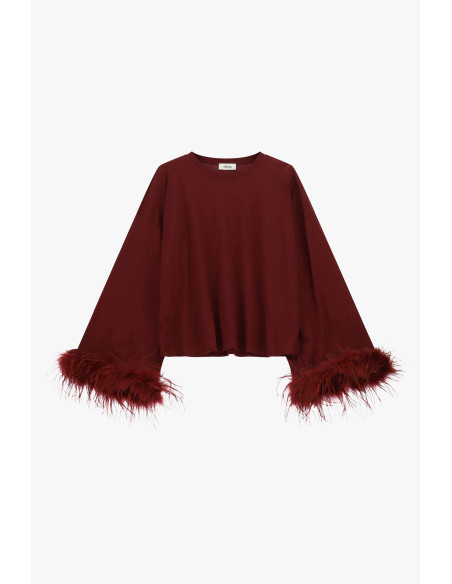 Maglia A Maniche Lunghe Con Polsini In Piume Dixie
