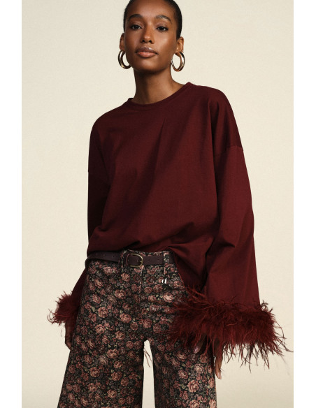 Maglia A Maniche Lunghe Con Polsini In Piume Dixie