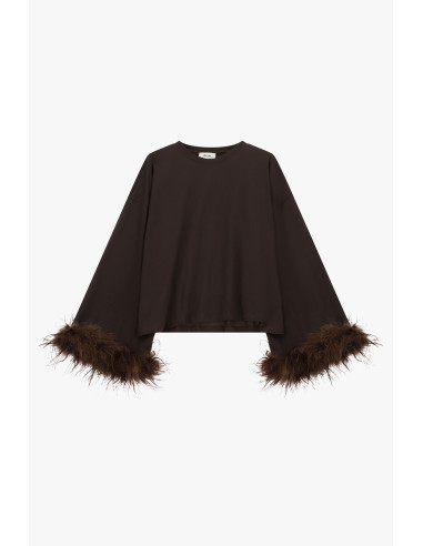 Dixie Long-Sleeved Jumper with Feather Cuffs - Vestiti Firmati Life...