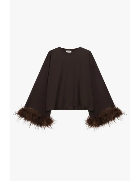 Pull à manches longues avec poignets en plumes Dixie