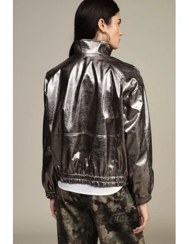 Bomber Jacket With Metallic Finish And Elasticated Hem Dixie