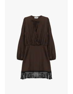 Robe courte à manches longues et franges Please 2
