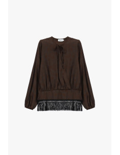 Blusa Con Maniche Lunghe E Fondo Con Frange Please
