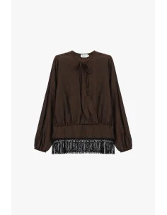 Blusa Con Maniche Lunghe E Fondo Con Frange Please