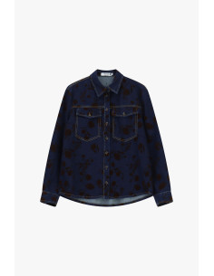 Camicia Denim Con Motivo Floreale E Tasche Please 2