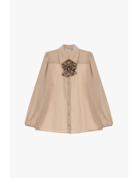 Camicia Ampia Con Maniche A Palloncino E Fiocco Scozzese Please