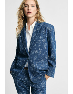 Floral-Print Blazer with Front Pockets – Please