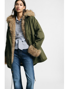 Parka à capuche et bordures en fausse fourrure Please