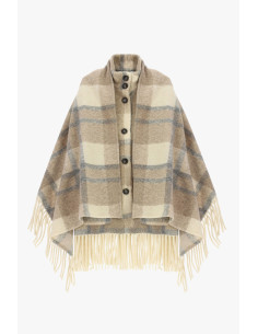 Cappotto A Quadri Con Frange E Bottoni Please