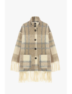 Manteau à carreaux avec franges et boutons Please 2