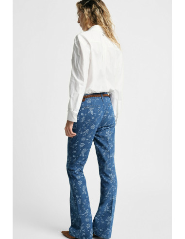Please Flare Jeans with All-Over Floral Print