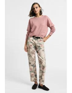 Pantaloni Chino Fit Stampa Floreale Vita Media Please