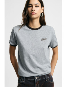 Please Crew-Neck T-Shirt with Contrast Trimming