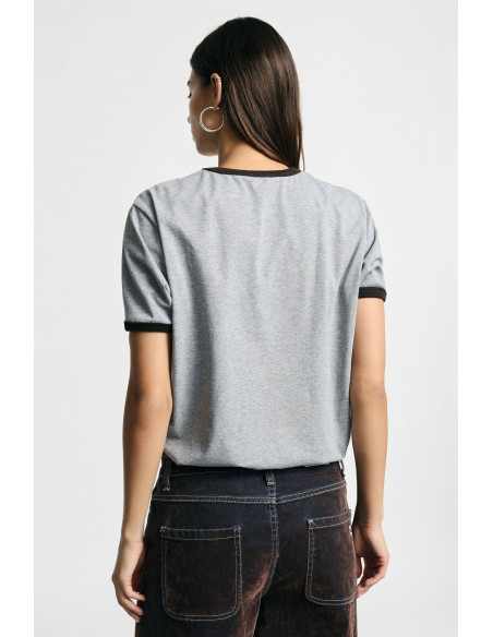 T-Shirt Girocollo Con Profili A Contrasto Please