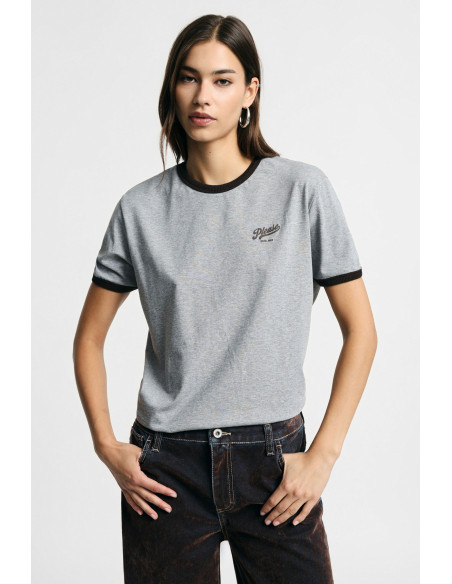 T-Shirt Girocollo Con Profili A Contrasto Please
