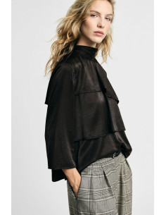 Blouse à volants, manches longues et col montant Please - Vestiti F...