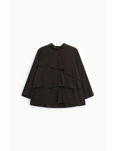 Blouse à volants avec manches longues et col montant Please 2