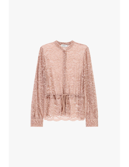 Chemise en dentelle avec cordon de serrage et boutons sur le devant...