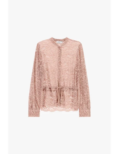 Lace Blouse with Drawstring and Front Buttons Please