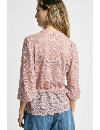 Camicia In Pizzo Con Coulisse E Bottoni Frontali Please