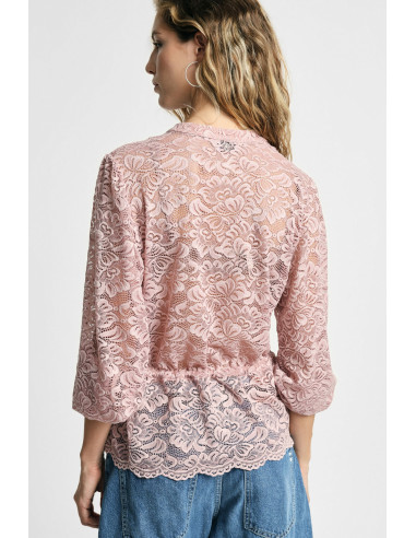 Lace Blouse With Drawstring And Front Buttons – Please - Vestiti Fi...