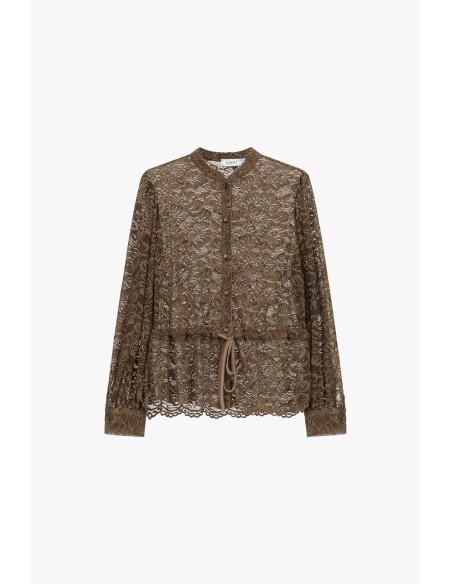 Chemise en dentelle avec cordon de serrage et boutons sur le devant...