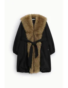Cappotto Con Maxi Collo In Pelliccia E Cintura Please 2