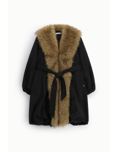Manteau avec grand col en fourrure et ceinture Please - Vestiti Fir... 2