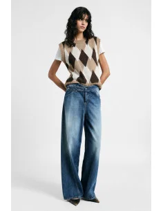 Mid-Rise Wide-Leg Jeans with Washed Effect Please