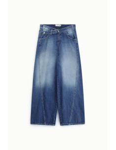 Jean wide leg taille mi-haute effet délavé Please 2