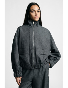 Bomber Corta Con Zip E Coulisse Sul Fondo Please