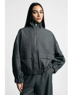 Bomber Corta Con Zip E Coulisse Sul Fondo Please