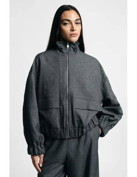 Bomber court zippé avec cordon de serrage à la base Please