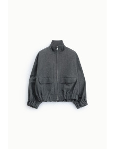 Bomber Corta Con Zip E Coulisse Sul Fondo Please 2