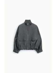 Bomber Corta Con Zip E Coulisse Sul Fondo Please 2