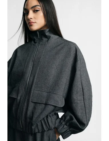 Bomber Corta Con Zip E Coulisse Sul Fondo Please